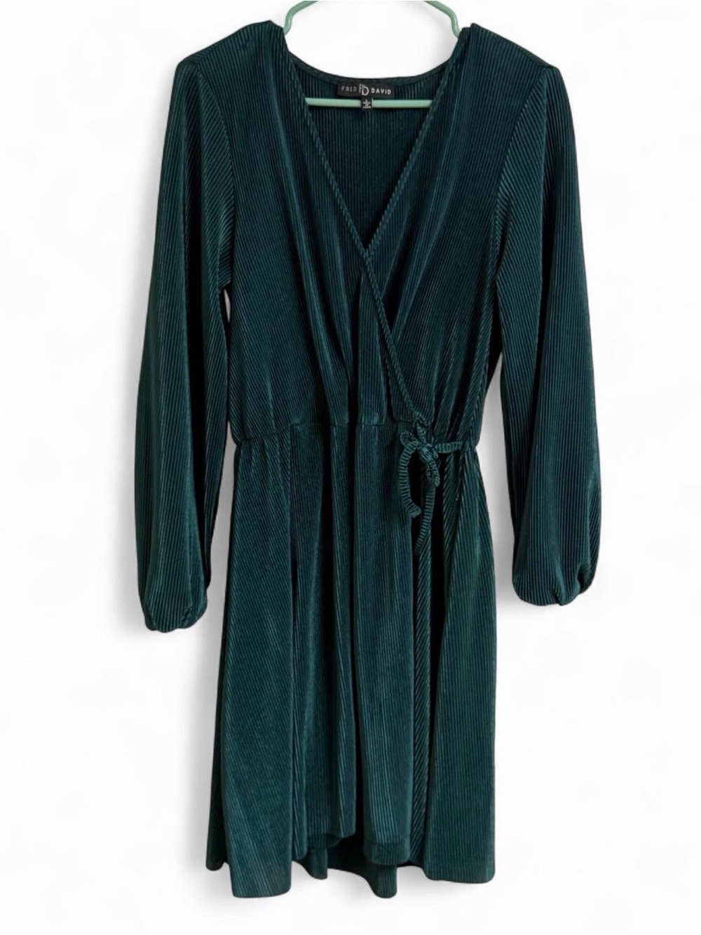 Fred David Emerald Green Velvet Wrap Dress